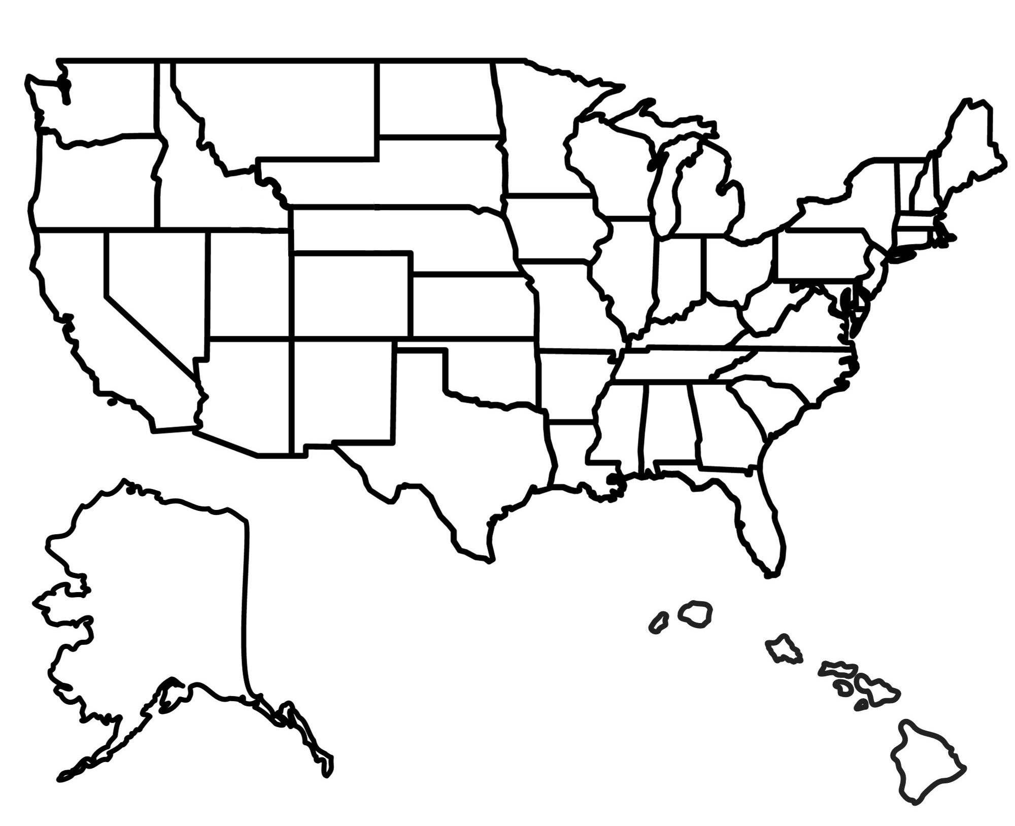 A map of the 49 real states of America.